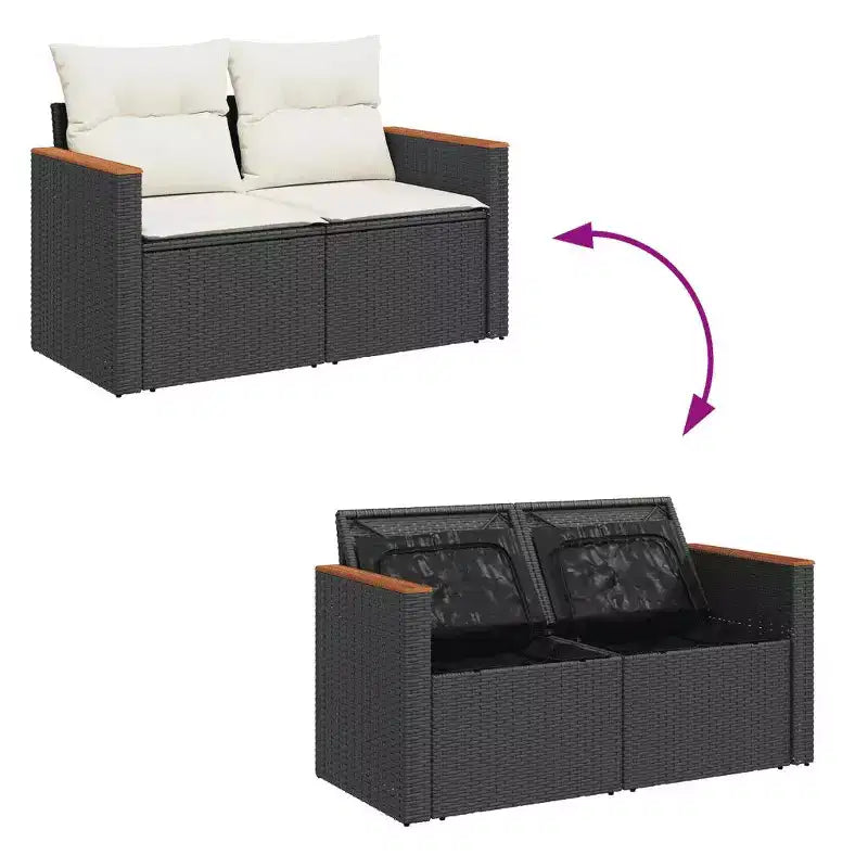 vidaXL Garden Sofa Set PE rattan Medium Adjustable Feet