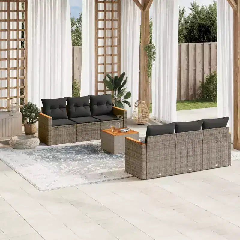 vidaXL Garden Sofa Set PE rattan Medium Adjustable Feet