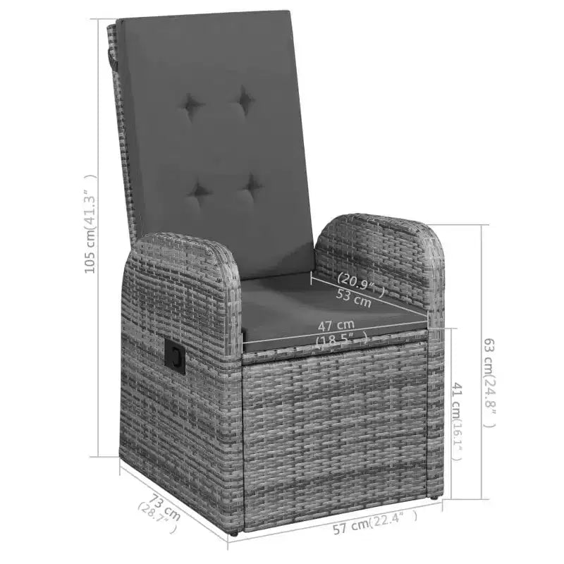 vidaXL Dining Set Black Solid Acacia wood, PE Rattan, Powder-Coated Steel