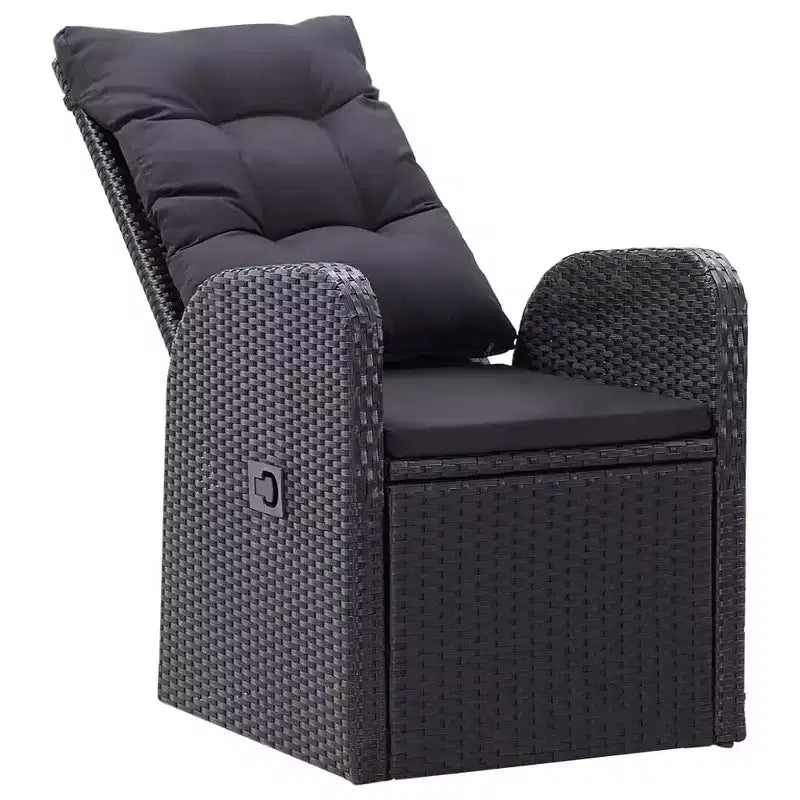 vidaXL Dining Set Black Solid Acacia wood, PE Rattan, Powder-Coated Steel