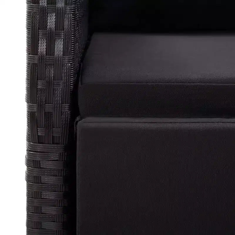 vidaXL Dining Set Black Solid Acacia wood, PE Rattan, Powder-Coated Steel