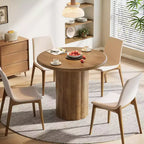 Lantine 31.5-Inch Round Dining Table for 2-4 People, Small Kitchen Table with Sturdy Base for Dining Room, Living Room (Brown)