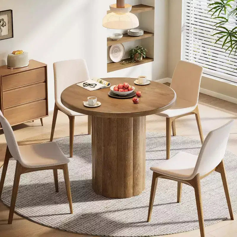 Lantine 31.5-Inch Round Dining Table for 2-4 People, Small Kitchen Table with Sturdy Base for Dining Room, Living Room (Brown)