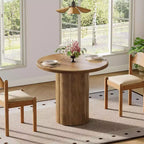 Lantine 31.5-Inch Round Dining Table for 2-4 People, Small Kitchen Table with Sturdy Base for Dining Room, Living Room (Brown)