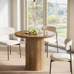 Lantine 31.5-Inch Round Dining Table for 2-4 People, Small Kitchen Table with Sturdy Base for Dining Room, Living Room (Brown)
