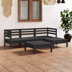 vidaXL Salon de jardin noir Bois de pin massif 63,5 cm x 63,5 cm x 62,5 cm
