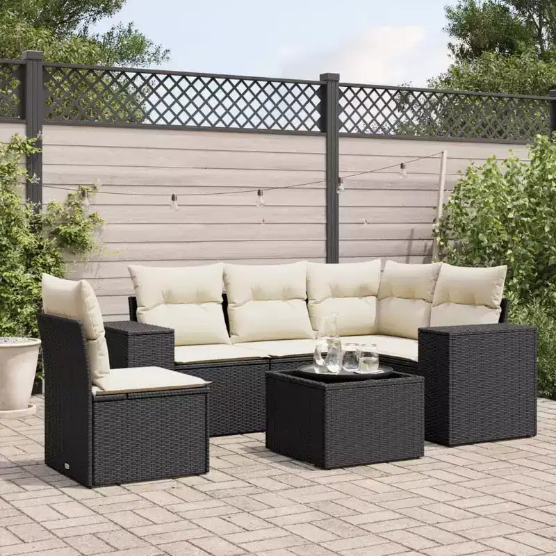 vidaXL Salon de jardin noir en rotin PE et acier poudré Taille Moyenne
