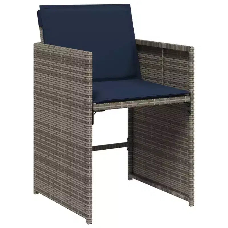vidaXL Patio Dining Set Set of 12 Grey Poly Rattan Large Collapsible