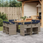 vidaXL Patio Dining Set Set of 8 Grey Poly rattan 8-seat Collapsible