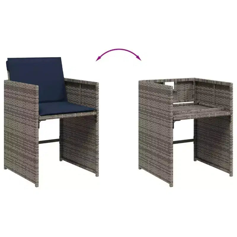 vidaXL Mobilier de salle à manger d'extérieur 12 pièces gris résine tressée 13 pièces pliable