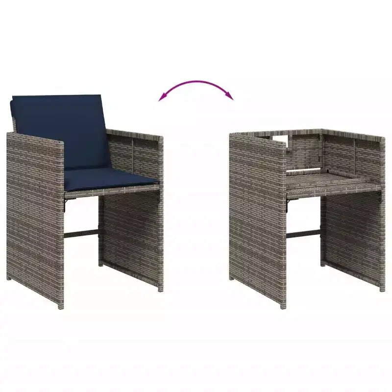 vidaXL Salon de jardin 10 places, 10 personnes, Poly rotin gris, Pliant