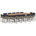 vidaXL Patio Dining Set Set of 14 Grey, Navy Blue