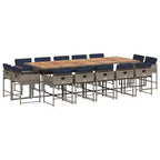 vidaXL Patio Dining Set Set of 14 Grey, Navy Blue