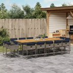 vidaXL Salon de jardin 14 pcs Gris, bleu marine