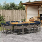 vidaXL Ensemble de salle à manger d'extérieur 12 pcs Gris, Bleu marine