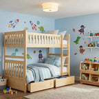 GDFStudio Carter Modern Wood Twin Over Twin Bunk Bed with Storage Drawers