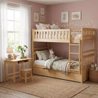 GDFStudio Carter Modern Wood Twin Over Twin Bunk Bed with Storage Drawers
