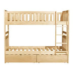 GDFStudio Carter Modern Wood Twin Over Twin Bunk Bed with Storage Drawers