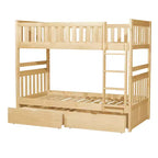 GDFStudio Carter Modern Wood Twin Over Twin Bunk Bed with Storage Drawers