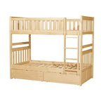 GDFStudio Carter Modern Wood Twin Over Twin Bunk Bed with Storage Drawers