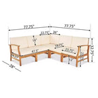 ModernLuxe 5pcs Patio Sectional Sofa Sets, Outdoor Seating Sets, Acacia Wood Chat Sets