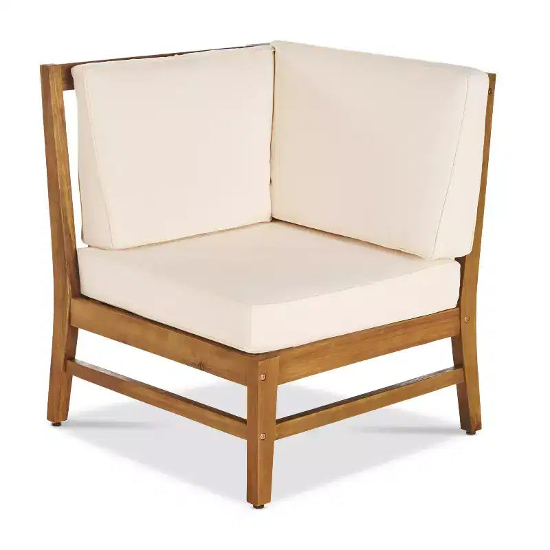 ModernLuxe 5pcs Patio Sectional Sofa Sets, Outdoor Seating Sets, Acacia Wood Chat Sets