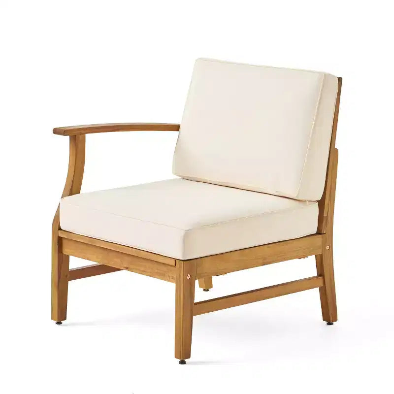 ModernLuxe 5pcs Patio Sectional Sofa Sets, Outdoor Seating Sets, Acacia Wood Chat Sets