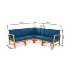 ModernLuxe 5pcs Patio Sectional Sofa Sets, Outdoor Seating Sets, Acacia Wood Chat Sets