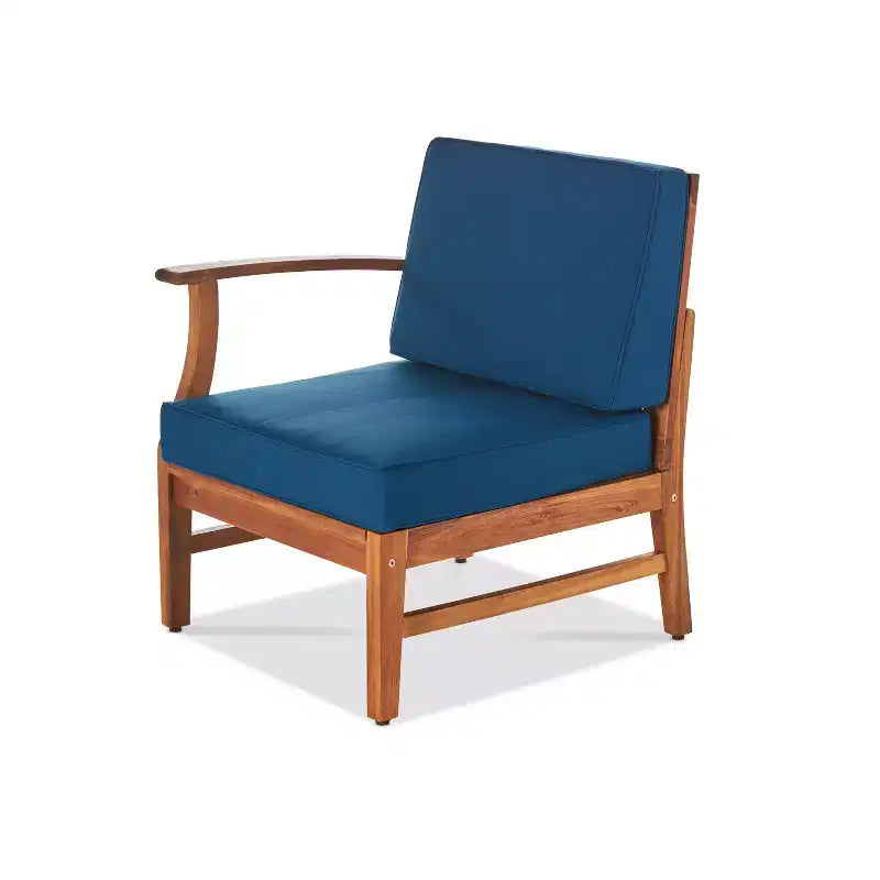 ModernLuxe 5pcs Patio Sectional Sofa Sets, Outdoor Seating Sets, Acacia Wood Chat Sets