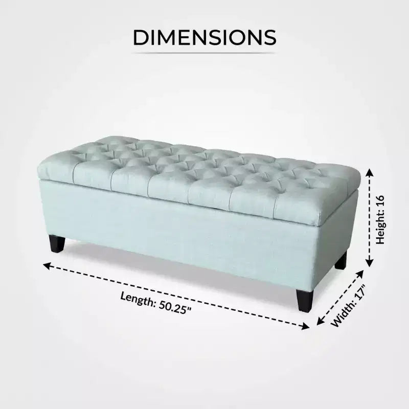 GDFStudio Aldridge 50.25 Upholstered Storage Ottoman Bench with Safety Hinges