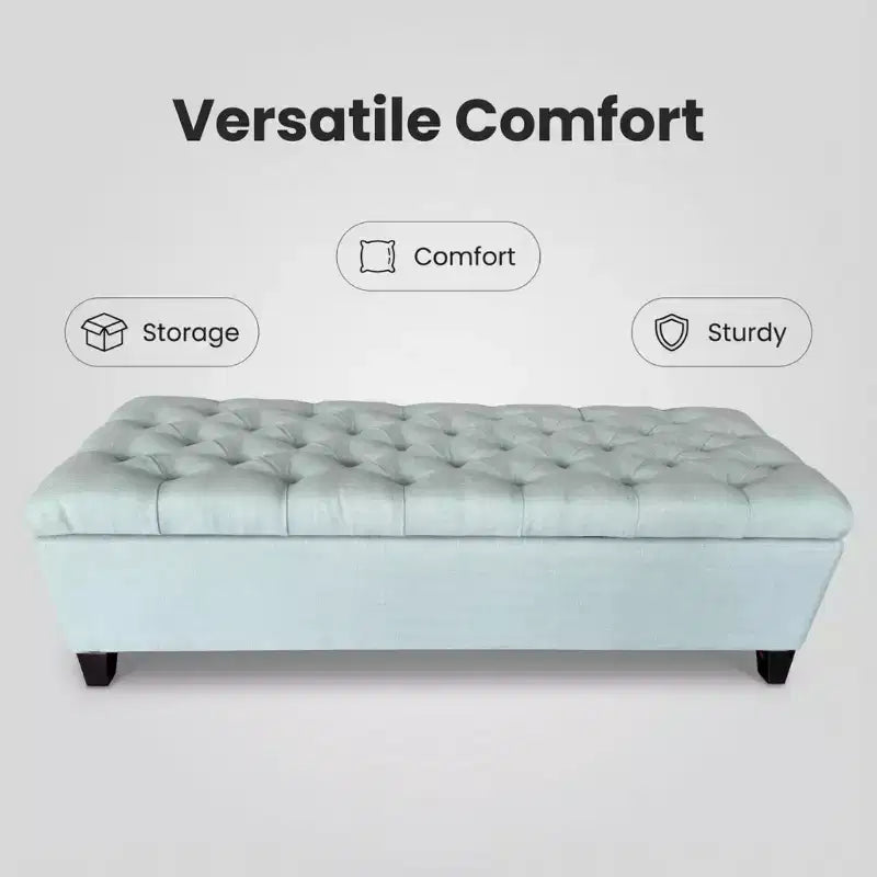 GDFStudio Aldridge 50.25 Upholstered Storage Ottoman Bench with Safety Hinges