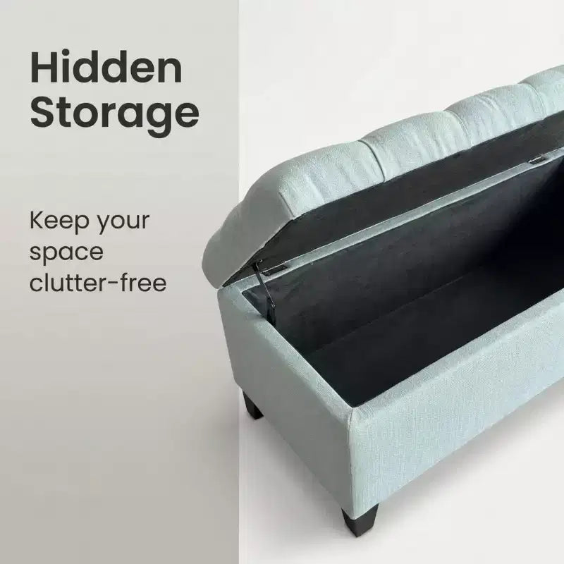 GDFStudio Aldridge 50.25 Upholstered Storage Ottoman Bench with Safety Hinges