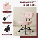 Chaise de bureau ergonomique sans accoudoirs JIONJOY, chaise de bureau en cuir PU avec coussin épaissi, chaise roulante pour petits espaces, dortoirs et bureaux à domicile