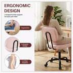 Chaise de bureau ergonomique sans accoudoirs JIONJOY, chaise de bureau en cuir PU avec coussin épaissi, chaise roulante pour petits espaces, dortoirs et bureaux à domicile