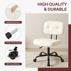 Chaise de bureau ergonomique sans accoudoirs JIONJOY, chaise de bureau en cuir PU avec coussin épaissi, chaise roulante pour petits espaces, dortoirs et bureaux à domicile