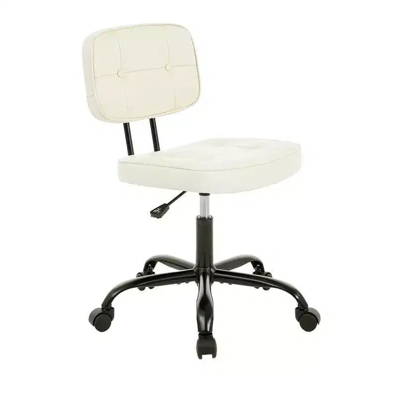 JIONJOY Ergonomic Armless Office Chair, PU Leather Desk Chair with Thickened Cushion, Rolling Chair for Small Spaces, Dorms & Home Office
