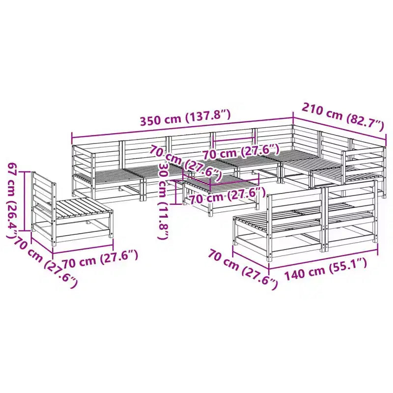 vidaXL Ensemble de Canapés de Jardin en Bois de Pin Massif Cire Grand Design Respirant