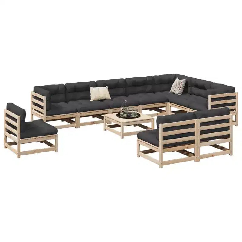 vidaXL Ensemble de Canapés de Jardin en Bois de Pin Massif Cire Grand Design Respirant