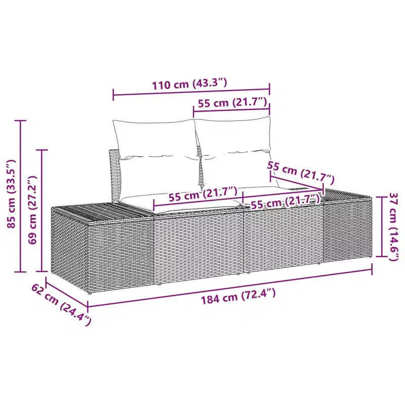 vidaXL Ensemble de canapés de jardin 5 pcs et rotin synthétique turquoise