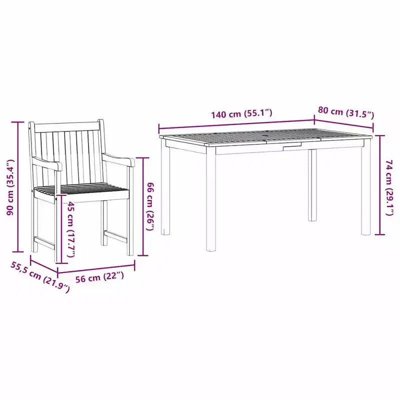 vidaXL Garden Dining Set 5 pcs Brown Solid Acacia Wood