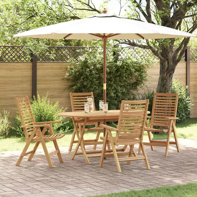 vidaXL Ensemble de jardin à manger 5 pcs Marron Bois de teck massif
