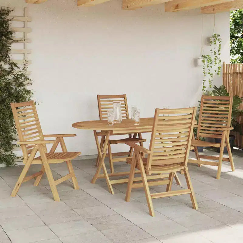 vidaXL Ensemble de jardin à manger 5 pcs Marron Bois de teck massif