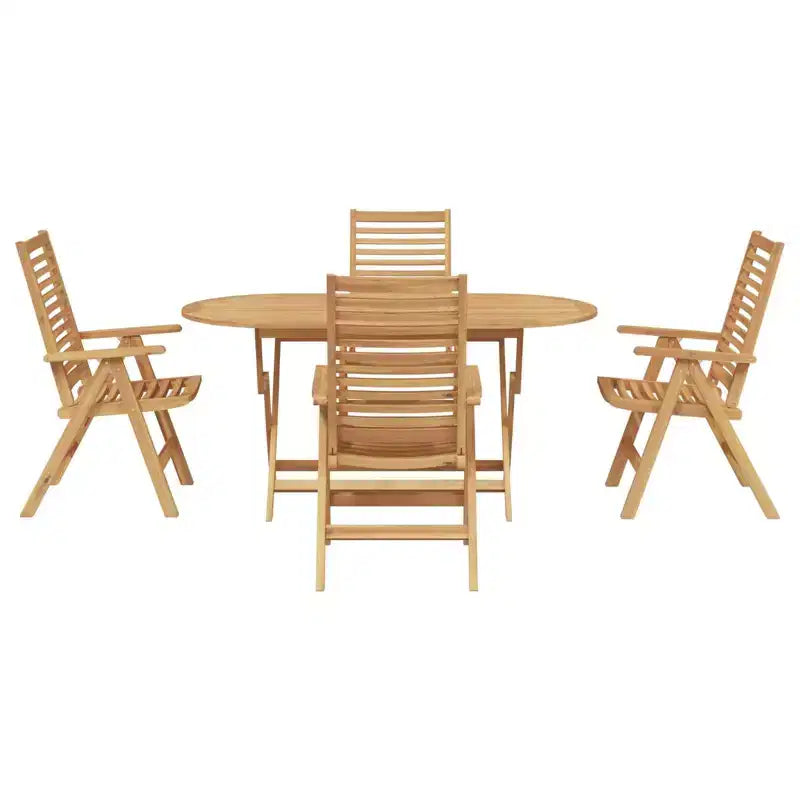 vidaXL Ensemble de jardin à manger 5 pcs Marron Bois de teck massif