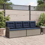 vidaXL Garden Bench with Cushion and Red Poly Rattan