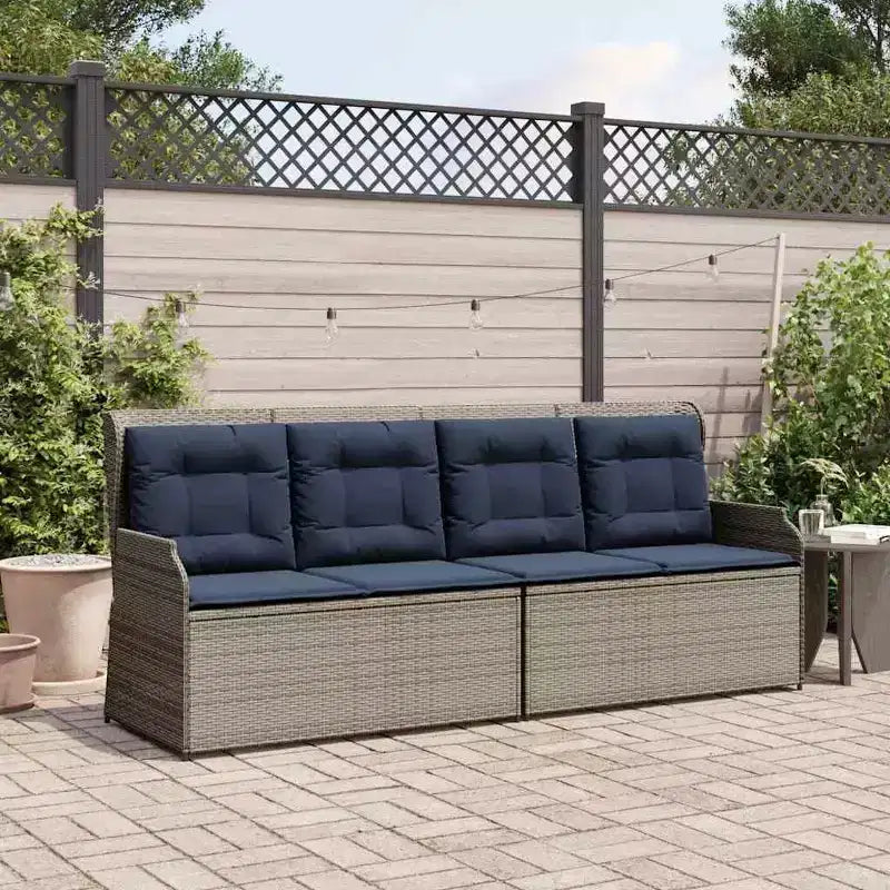 vidaXL Garden Bench with Cushion and Red Poly Rattan