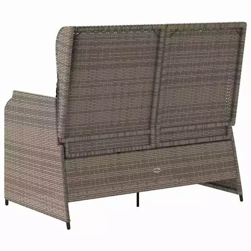 vidaXL Garden Bench with Cushion and Red Poly Rattan