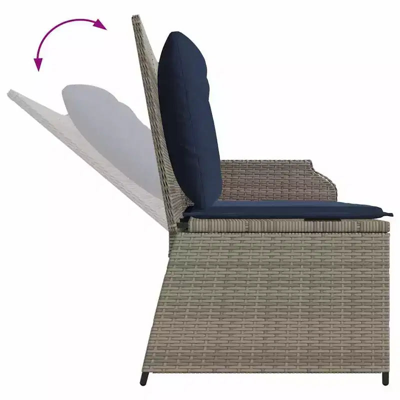 vidaXL Garden Bench with Cushion and Red Poly Rattan