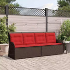 vidaXL Garden Bench with Cushion and Red Poly Rattan