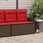 vidaXL Garden Bench with Cushion and Red Poly Rattan
