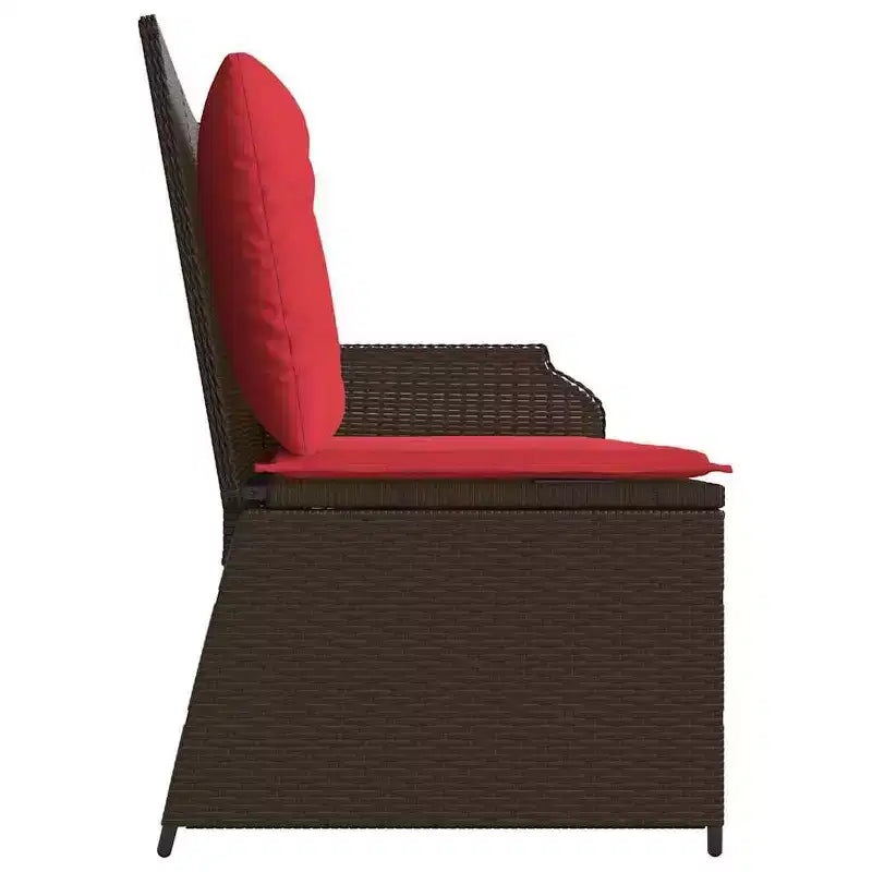 vidaXL Garden Bench with Cushion and Red Poly Rattan